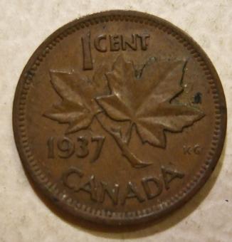 1952 Canada 1 Cent reverse